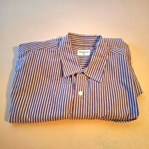Dockers Brown and White Casual Button Down Shirt, Small CA#00342
